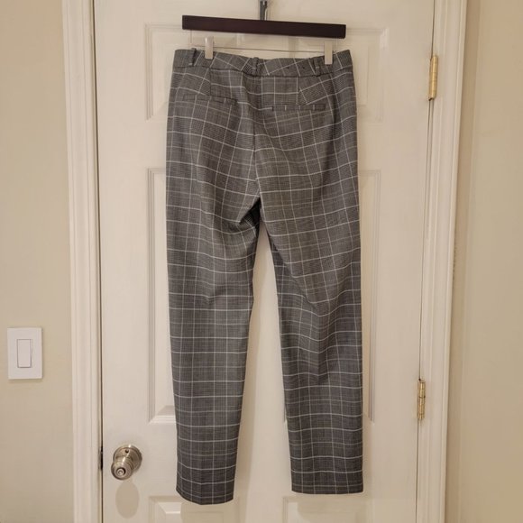Banana Republic Ryan Pant Size 6 Gray Black Plaid Straight Leg Mid Rise NWOT NEW - Picture 2 of 8